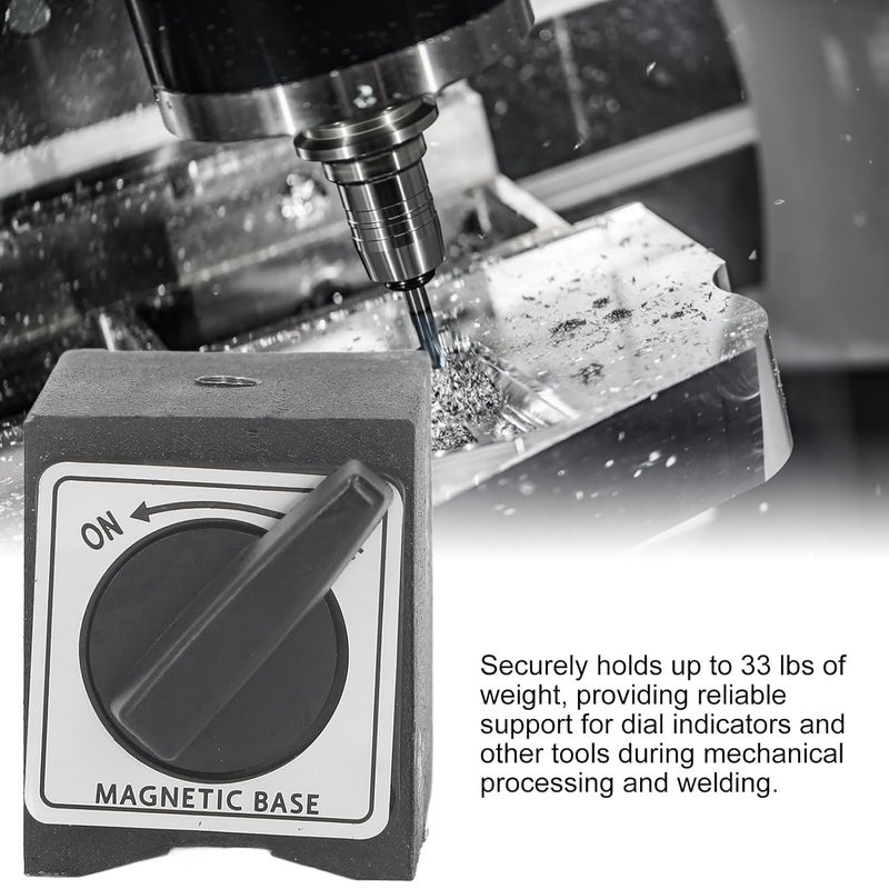 Fockety Magnetic Base Holder Bed, 33lb M5 Threaded Dial V Indicator Magnetic Holder Bed On Off Switch Holding Power, Magnetic Base Stand for Digital Dial Indicator Gauge - Image 3